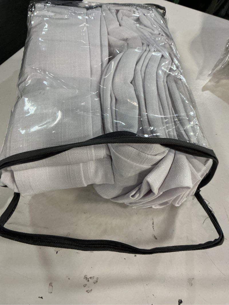 Condition photo showing Good Condition for snow white pinch pleated linen curtains 92 inches long 2 panels for living room bedroom memory training shaped semi sheer pleat drapes with hooks rings light filtering window curtain 40x92 snow white 40"w x 92"l (pack of 2)