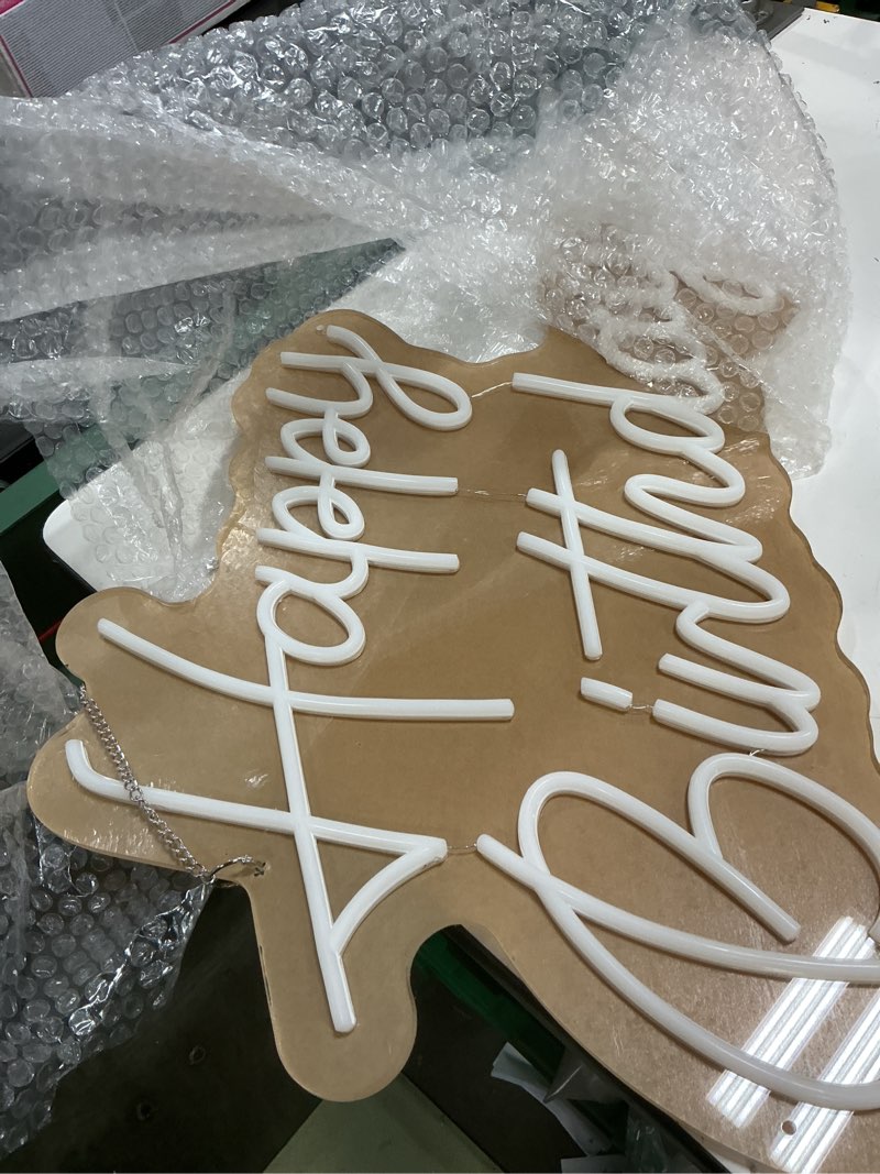 Condition photo showing Good Condition for hmt happy birthday neon sign warm white 22×16.9 inch large backdrop neon light, dimmable led light up sign for birthday party wall decor