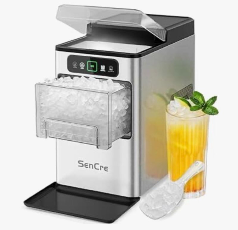 sencre nugget ice maker 40lbs/day, countertop ice maker soft chewable ice, ice makers one-click & se