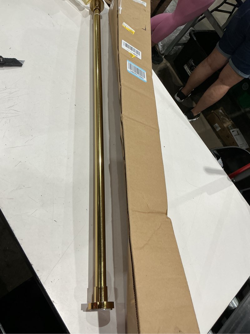 Condition photo showing Good Condition for shower curtain rod tension- no drill non-slip spring tension shower rod for window or bathroom, 43-73 inches metal steel, gold 43-73 inches gold