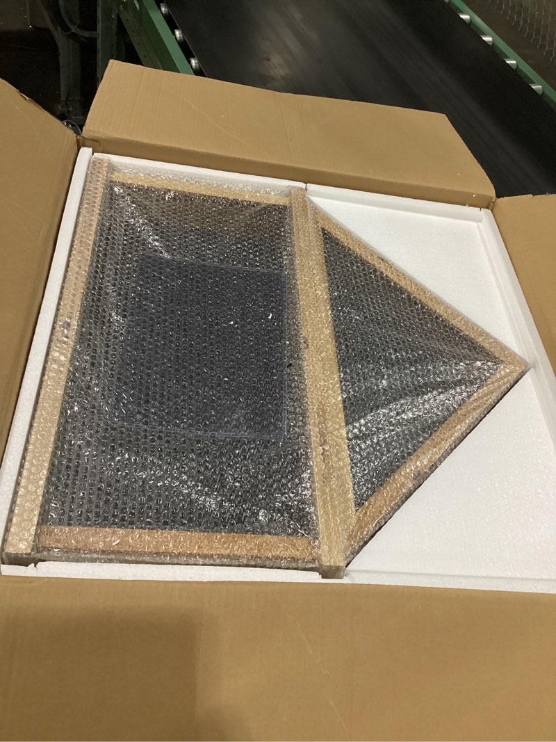 Condition photo showing New/Like New for flash furniture quincy flag and certificate display case, solid pine wood flag shadow box fits 9x5 folded burial flag, weathered wood finish