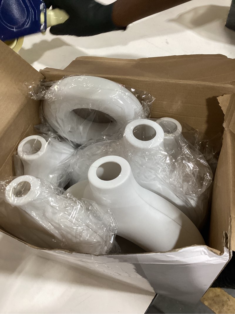 Condition photo showing Good Condition for suclain 6 pcs white boho vase for pampas grass plastic modern donut flower vase minimalist nordic for wedding, boho party decoration, home table centerpiece, floral arrangements living room decor