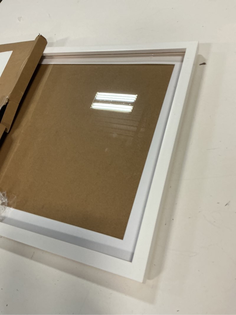 Condition photo showing Good Condition for pouyciw 14x18 inch wood picture frame for wall hanging square photo frames with mats 12x16 inch pictures for baby scan,poster,decoration,anniversary,wedding,christmas,diamond painting(white) white 14x18 inch