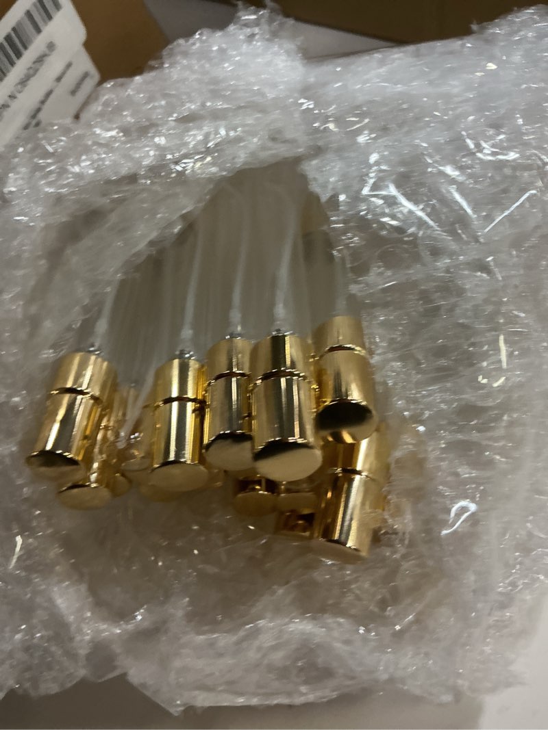 Condition photo showing As Is for zhehao 50 pcs mini spray bottles 10 ml clear glass perfume bottles refillable fine mist perfume atomizer portable empty sample containers for cleaning, essential oils, travel (gold cap) 10 ml gold cap 50