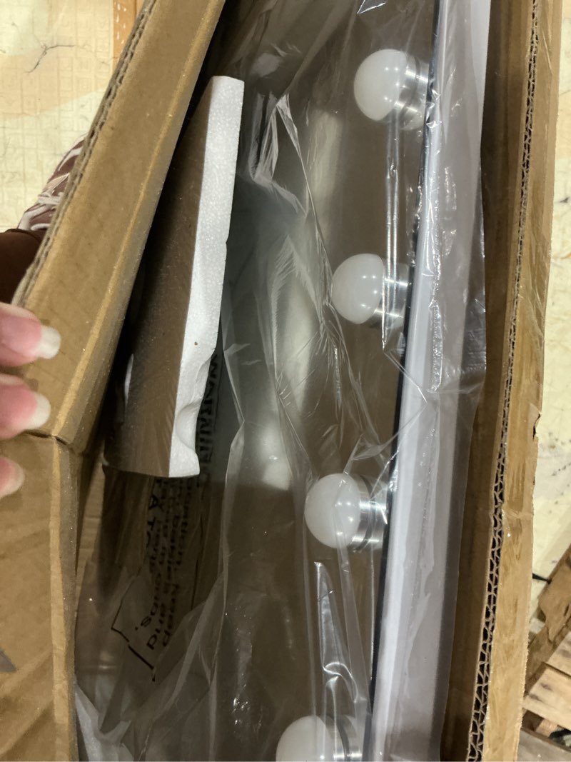 Condition photo showing Good Condition for fenchilin vanity mirror with lights 32''x23'' tempered glass large hollywood mirror with 18 dimmable bulbs for makeup table/hanging bluetooth speaker mirror with touch screen & usb charge port