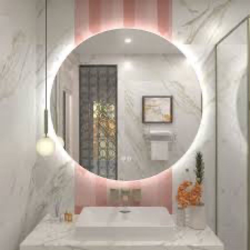 Aevar Simple & Modern Back LED Lighted Anti-fog Round Bathroom/Vanity Mirror