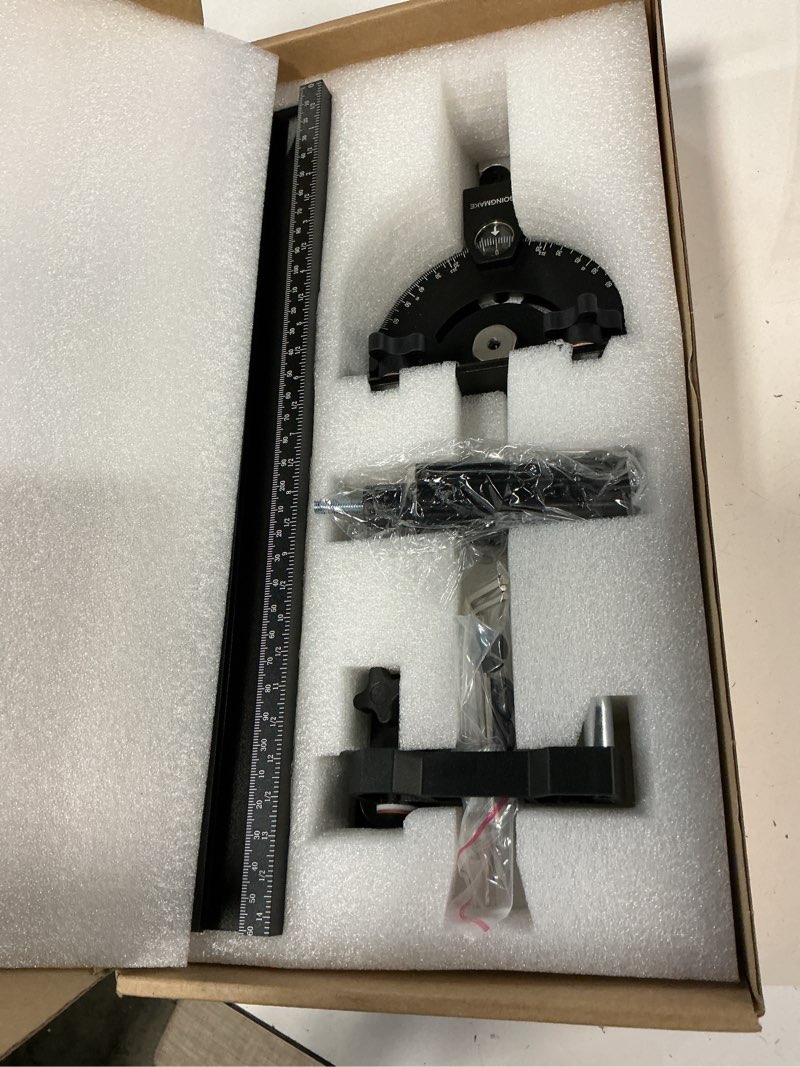 Condition photo showing Good Condition for Compact Table Saw Miter Gauge with 360mm Fence and Multifunction Flip Stop and Positive Angle Stops, Miter Gauge for Table Saw Accessories, for Woodworking Cuts, Fits 3/4"x3/8" Slot