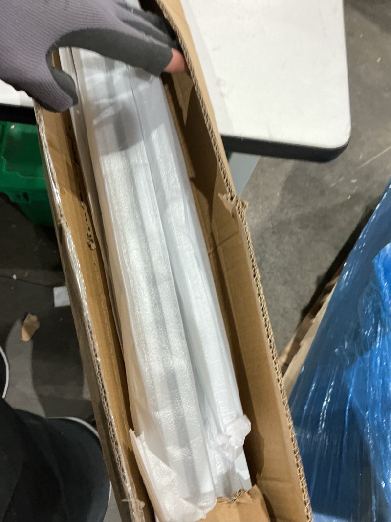 Condition photo showing As Is for ceiling curtain track, curtain track with roller hooks, 9ft - 12ft ceiling mounted rail set for room divider, white 9ft - 12ft white