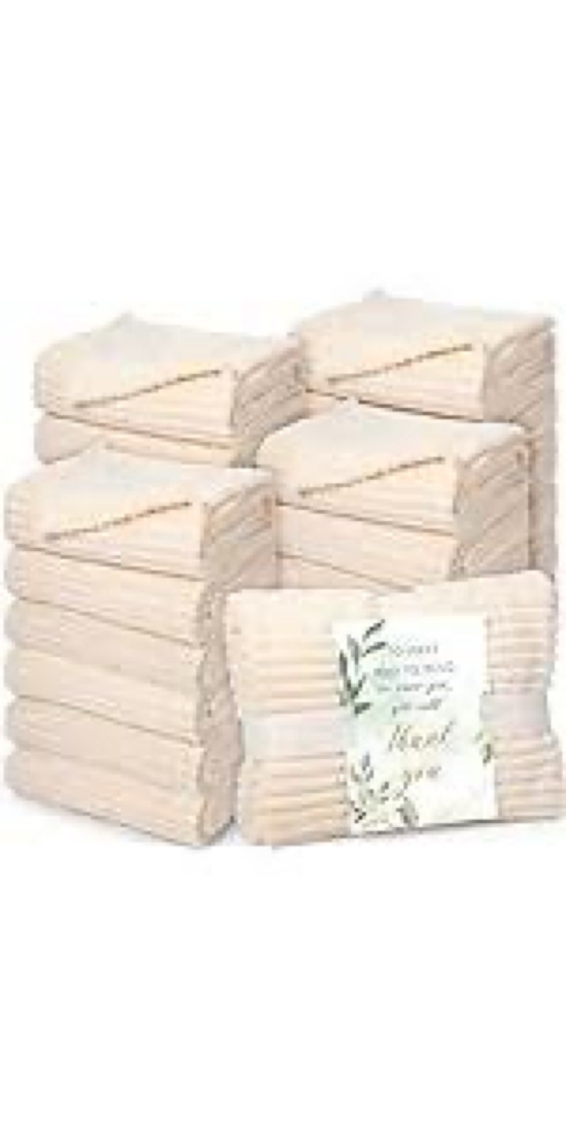 buryeah 24 pcs wedding flannel fleece throw blanket bulk with thank you card and ribbon, 50 x 60 in 