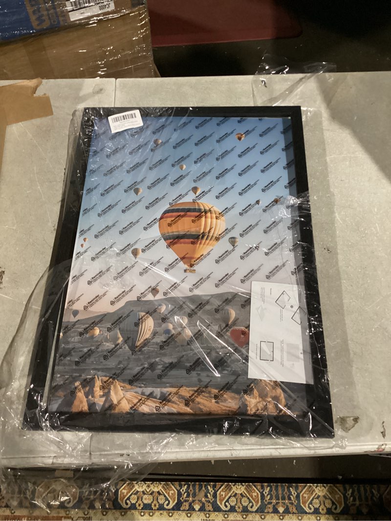 Condition photo showing Good Condition for 15x22 picture frame for poster photo picture, horizontal and vertical formats for wall hanging, 15 x 22 wall gallery poster photo frame for 15 by 22 photos posters, black black 15x22 inch