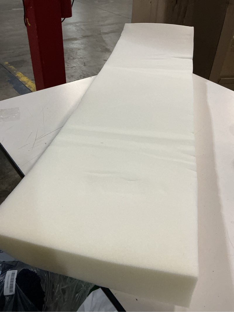 Condition photo showing As Is for 1" x 24" x 84" upholstery foam cushion high density standard (seat replacement, upholstery sheet, foam padding)