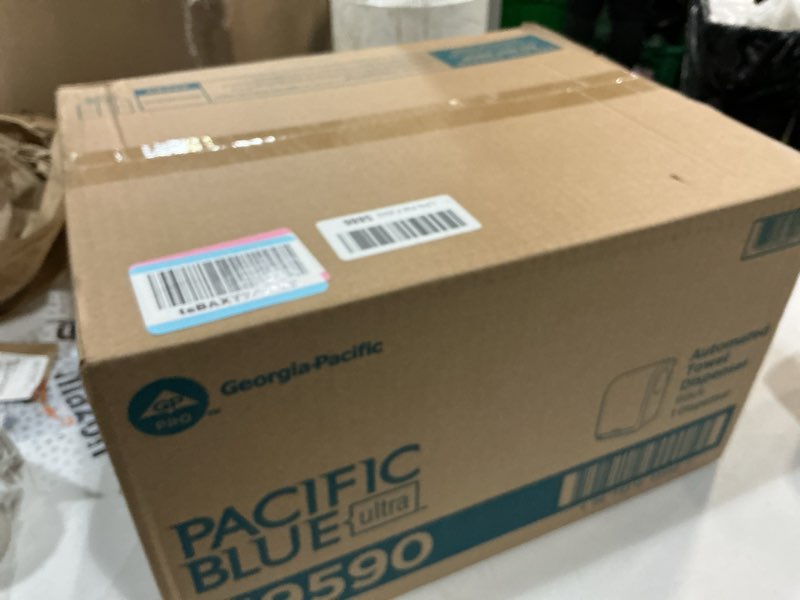 Condition photo showing New/Like New for pacific blue ultra 8" high-capacity automated touchless paper towel dispenser by gp pro (georgia-pacific); black; 59590; 12.9" w x 9" d x 16" h; 1 dispenser automated dispenser