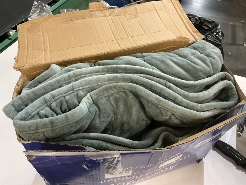 Condition photo showing As Is for alomidds weighted blanket (60"x80",20lbs queen size - grey), weighted blankets for adults, breathable soft and comfort minky, heavy blanket microfiber material with glass beads a(grey) 60"x80" 20lbs