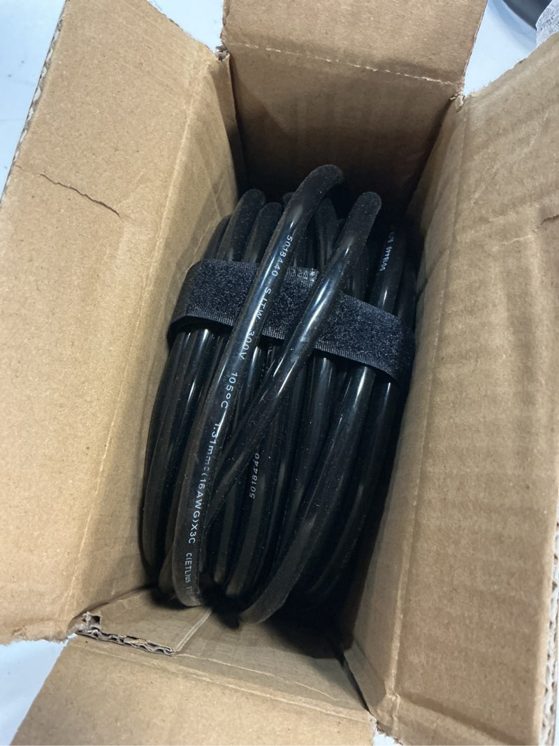 Condition photo showing Good Condition for skrizcable 16/3 50 ft outdoor extension cord waterproof, black power cord | weatherproof & flame retardant, 50 foot appliance extension cord outside for lawn & garden, 13a 1625w 16awg sjtw, etl listed 50ft 16awg outdoor black