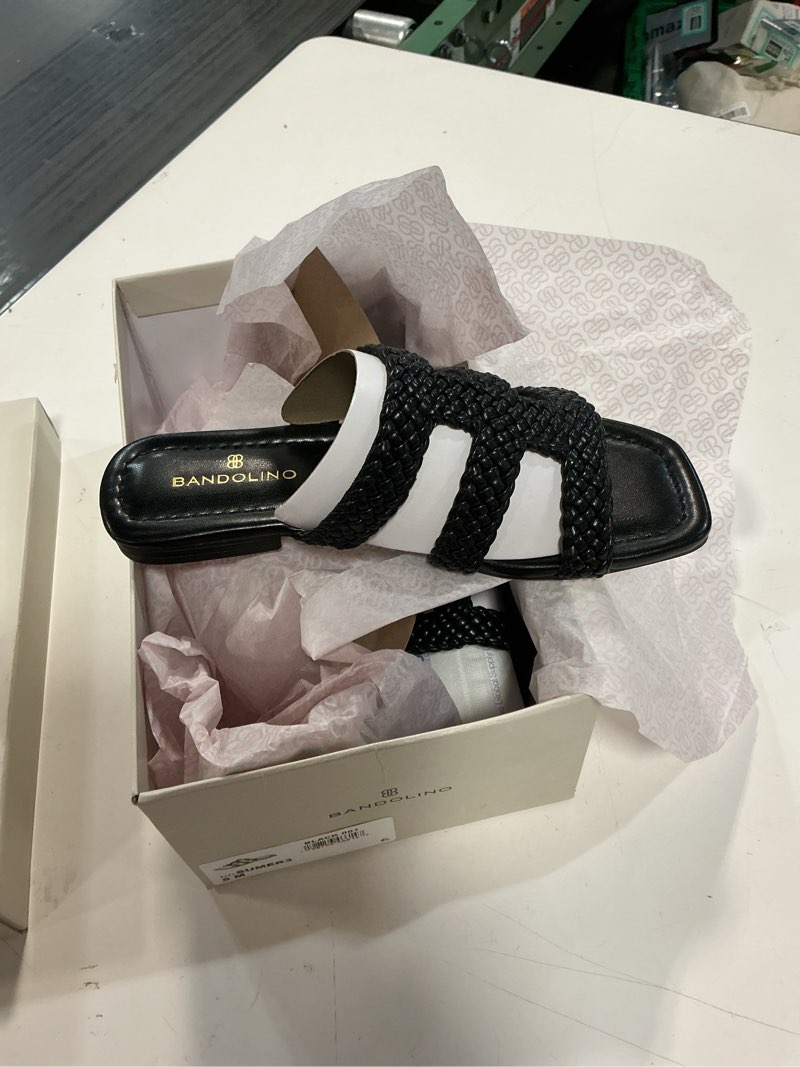 Condition photo showing New/Like New for  Size  5M Bandolino Women's Sumer Flat Sandal, Black 001, 