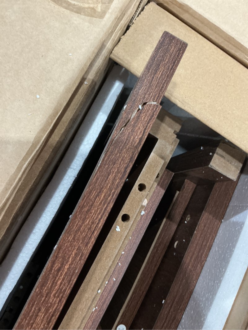 Condition photo showing As Is for choochoo kitchen storage cabinet, coffee bar cabinet, farmhouse buffet sideboard with drawer for kitchen, living room, walnut