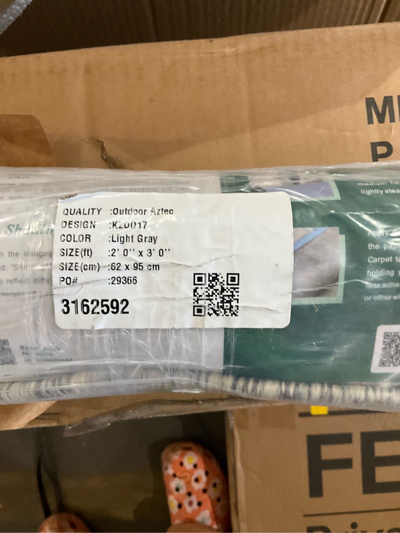 Light gray 2 by 3 outdoor rug