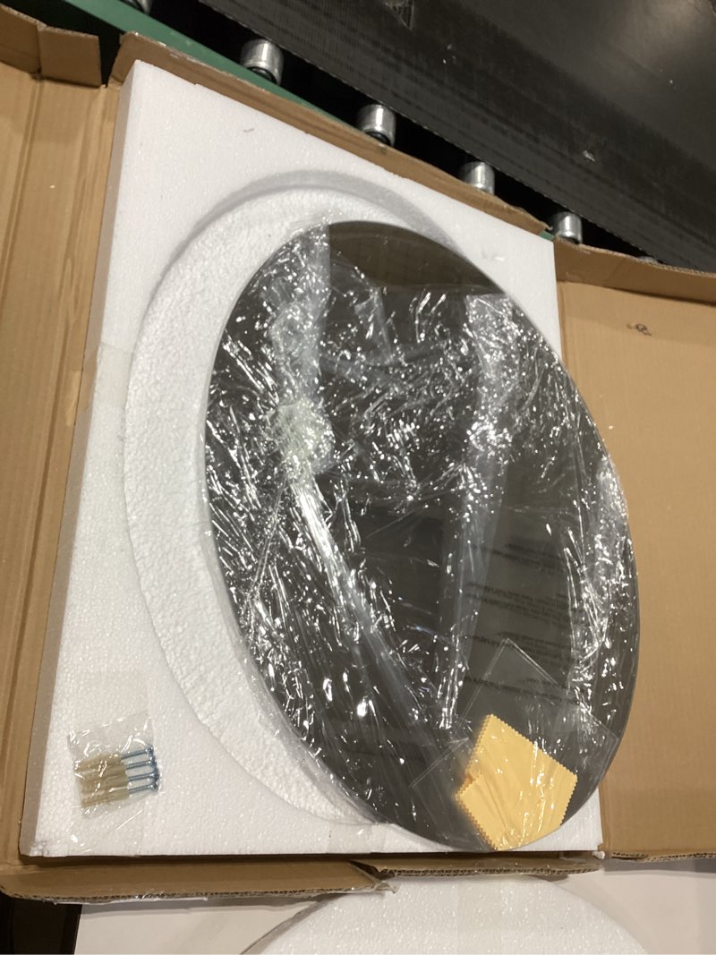 Condition photo showing As Is for KOHROS Bathroom Mirrors for Over Sink - Oval Frameless Mirror - Beveled Polished Wall Mirror for Bathroom, Vanity, Bedroom (18" W x 24" H Oval) Oval 18"L x 24"W