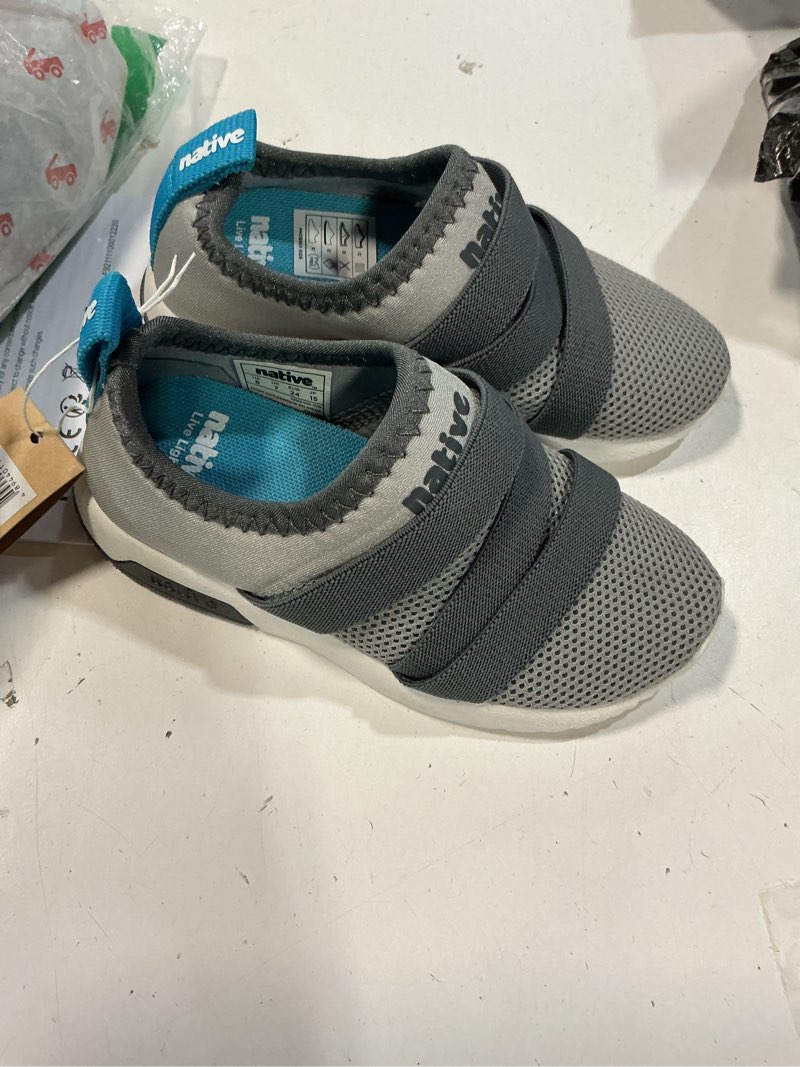 Condition photo showing Good Condition for native shoes phoenix slip-on vegan sneaker in pigeon grey/shell white at nordstrom, size 8 m