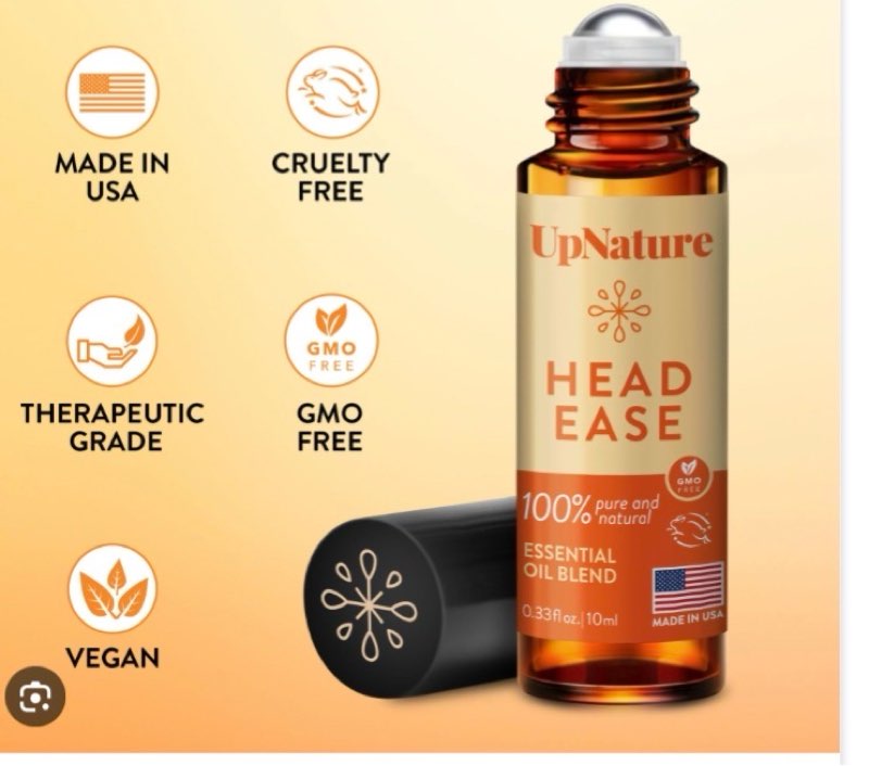 UpNature Head Ease Essential Oil Roll On Blend – Migraine Head Tension Comfort with Instant Cooling Effect – Nurse Accessories for Work