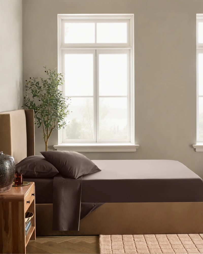 quince organic crisp percale deluxe bedding bundle espresso/king 