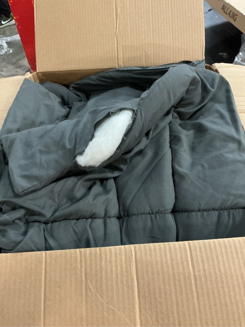 Condition photo showing As Is for TAIMIT Full Size Comforter Set - 7 Pieces, Bed in a Bag Bedding Sets with All Season Soft Quilted Warm Fluffy Reversible Comforter,Flat Sheet,Fitted Sheet,2 Pillow Shams,2 Pillowcases,Dark Grey Full Dark Grey