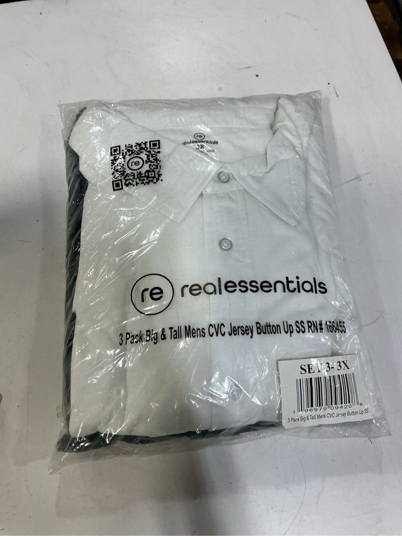 Real Essentials 3-Pack: Men's Regular Fit Casual Short Sleeve Button Down Shirt (Available in Big & 