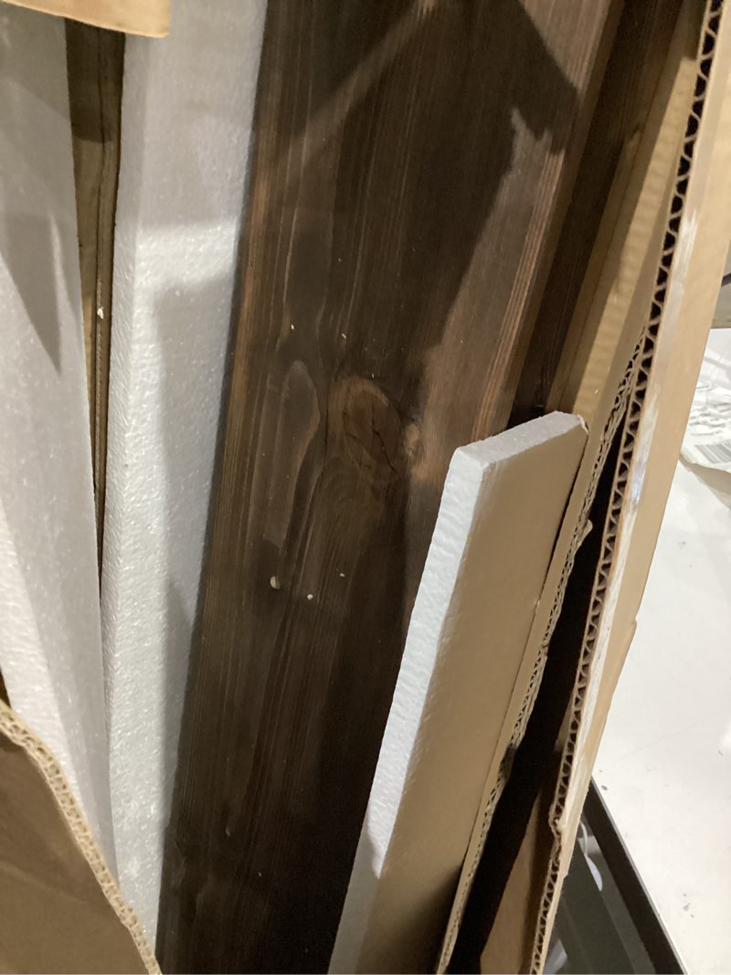 Condition photo showing Good Condition for BoscoMondo 54 Inch Fireplace Mantel - Solid Rustic Wood - Wall Mounted Floating Farmhouse Shelf - with Invisible Heavy Duty Metal Bracket (54", Dark Brown)