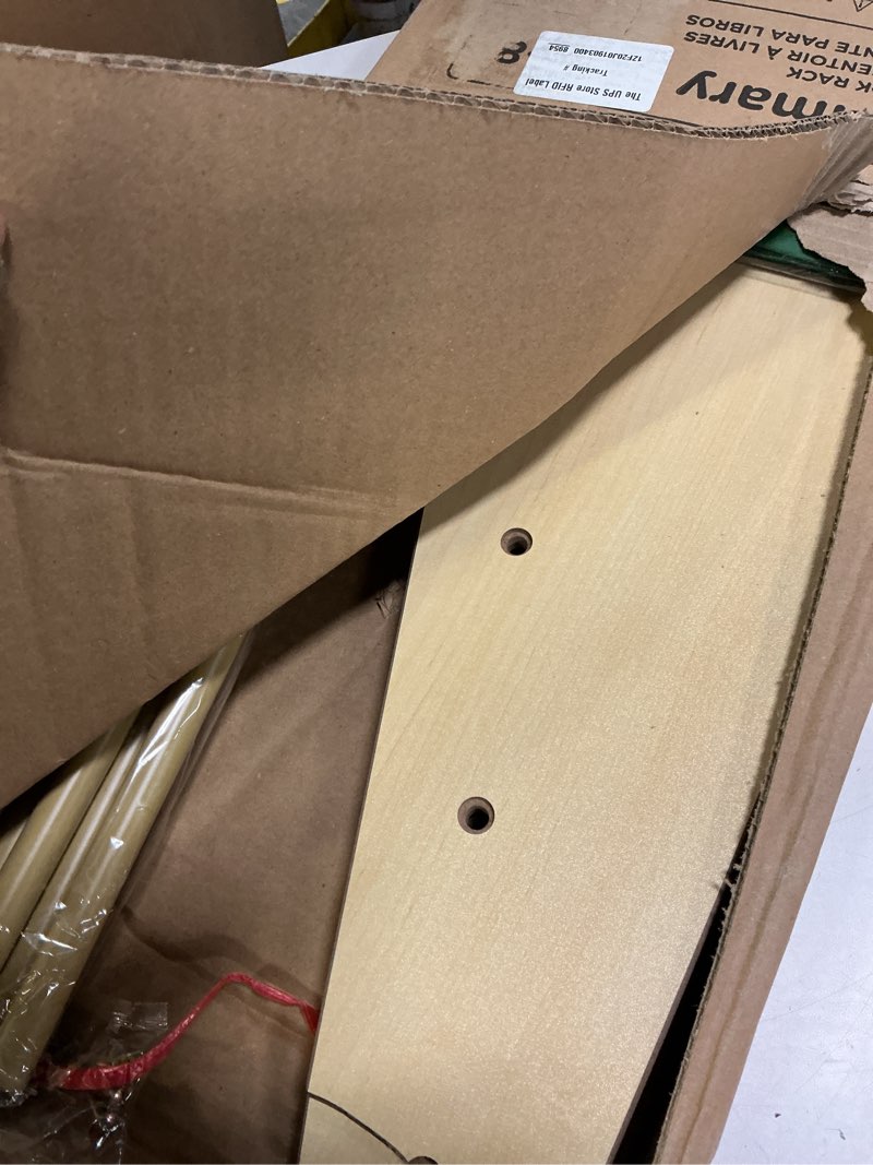 Condition photo showing Good Condition for Humble Crew 4-Tier Kids Bookshelf, Natural Wood/Primary - Premium Book Shelf for Kids Rooms with Four Deep Pockets - Toddler Sling Book Rack with Deep Sleeves, Nursery Bookcase Organizer