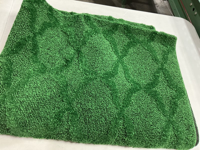 Condition photo showing As Is for garland rug garden trellis 4 ft. x 6 ft. indoor/outdoor area rug outdoor waterproof rug for patio, camping rugs, rv, porch, deck, camper, balcony, backyard for high-traffic areas, green green 4' x 6' (rectangular)