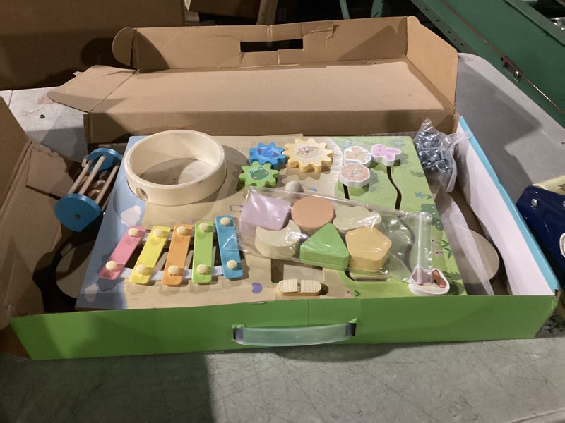 Condition photo showing Good Condition for Wooden Baby Walker with Wheels, Montessori Baby Push Walker for Babies 6-12 Months, Baby Activity Center Walking Toy for 1 Year Old Learning to Walk Toddler Girls Boys Pastoral