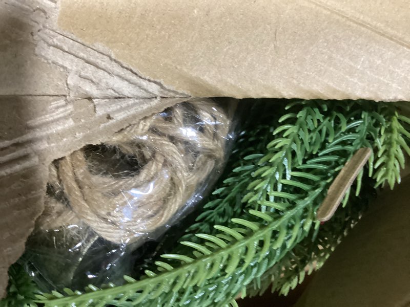 Condition photo showing Good Condition for Fovths 2 Pieces 35.5" Christmas Teardrop Swag for Front Door with Brown Bowknot and Lights Artificial Norfork Pine Needles Greenery Swags Wreaths for Christmas Indoor Outdoor Decorations 35.5 Inch Brown
