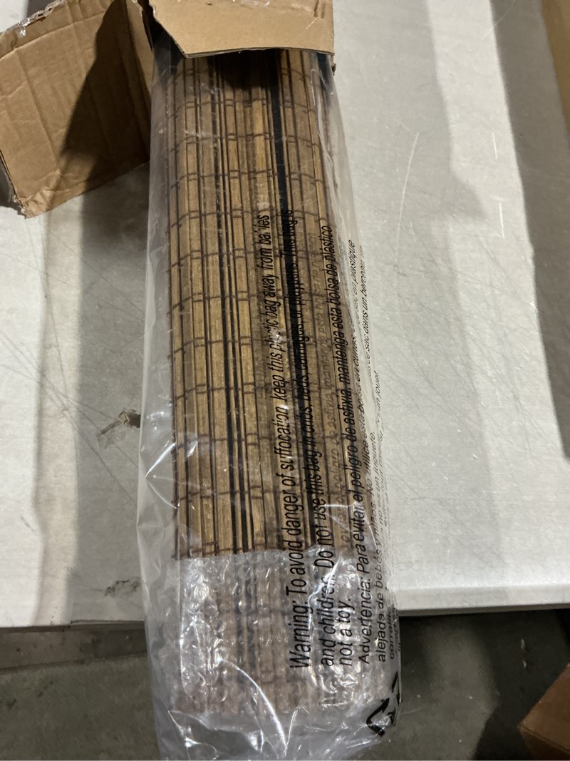 Condition photo showing As Is for lazblinds cordless bamboo roman shades, privacy blinds for interior windows, room darkening roll up bamboo blinds for home & patio, 