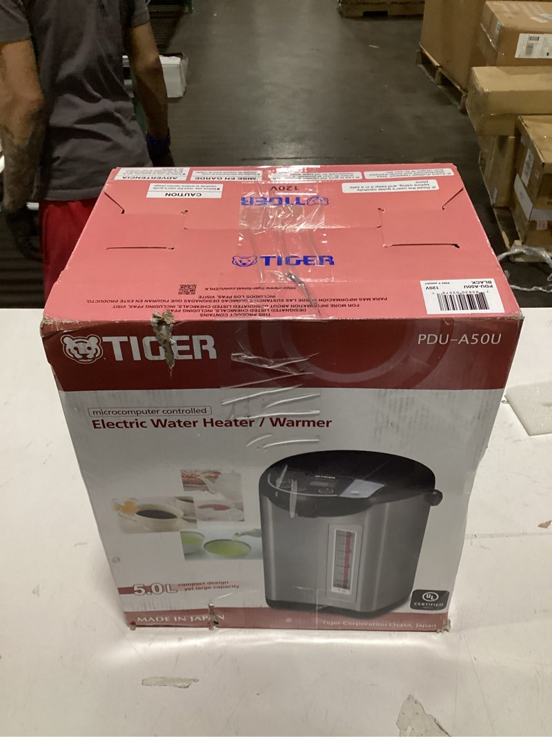 Condition photo showing As Is for tiger pdu-a50u-k electric water boiler and warmer  stainless black  5.0-liter