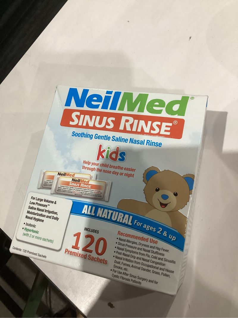 Condition photo showing New/Like New for Sinus Rinse Pediatric Premixed Packets 120ct (Pack of 2)- Soothing, No Burning or Stinging Large Volume & Low Pressure System Saline Nasal Irrigation