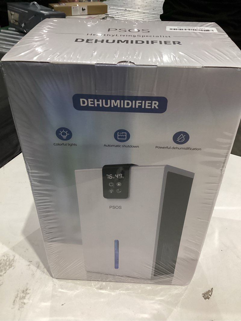 Condition photo showing New/Like New for Dehumidifier, Dehumidifiers for Home, 98 OZ Water Tank, (1000 sq.ft) Quiet Dehumidifier for Basement Bathroom Bedroom with Humidity Display, Auto Shut Off, Relaxing 7 Color Ambient Light(White)