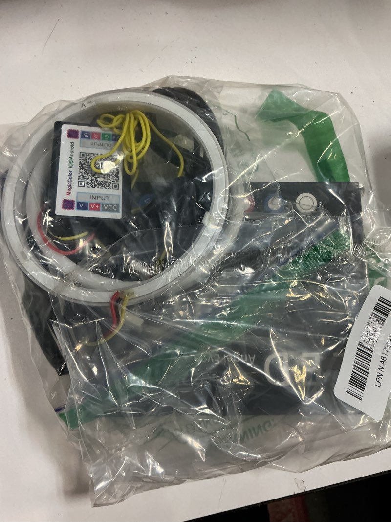 Condition photo showing As Is for Qasim Angel Eyes Halo Rings Cotton Lights 12V 110MM RGB LED Universal for Car Scooter Motorcycle DRL Turn Signal Light APP Bluetooth Control Multi-Color 2-Pack