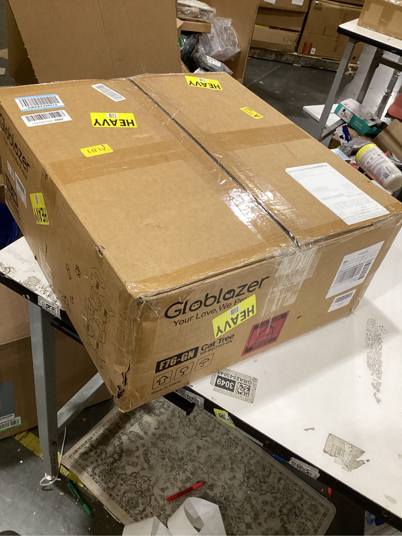 Condition photo showing As Is for Globlazer Cactus Cat Tree Tower 76-Inch Extra Tall Multi-Level Cat Furniture with Cozy Condos,Intera