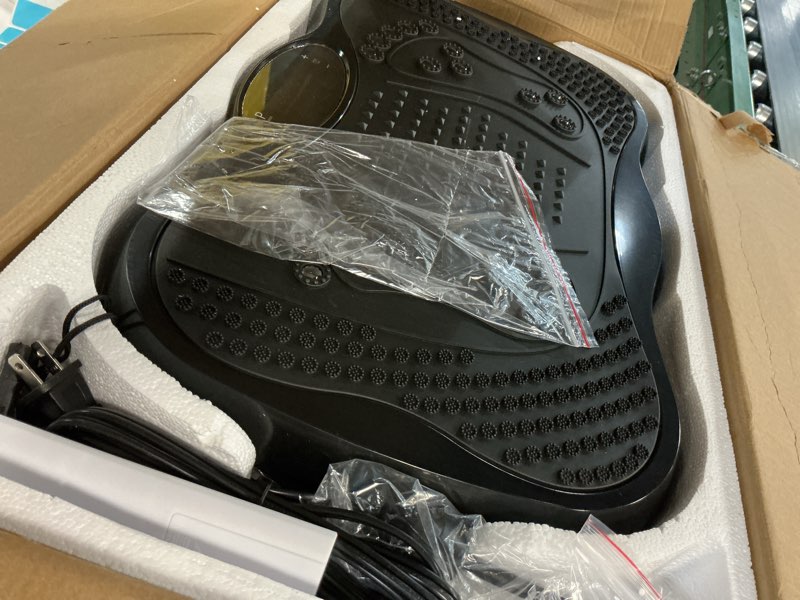 Condition photo showing Good Condition for vibration plate exercise machine, 130 levels full body workout vibrating plate for lymphatic drainage weight loss, 450 lbs capacity shake platform with resistance bands bluetooth for women men