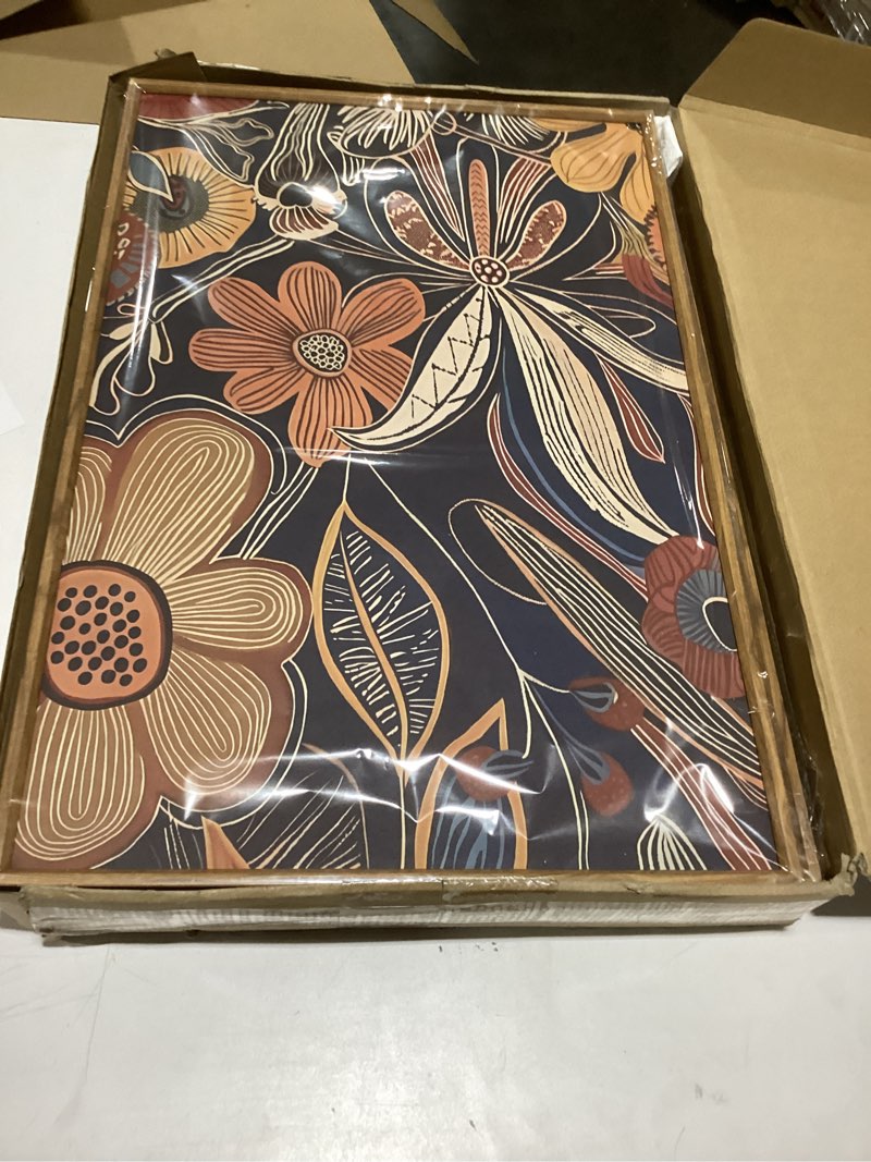 Condition photo showing New/Like New for (Similar to photo)SIGNINART Orange Floral Framed Canvas Wall Art Set of 3, Mid Century Modern Flower Wall Decor, Neutral Plant Artwork, Boho Botanical Art Prints for Bedroom Living Room Office 16\"x24\"x3 Floral 16L\" x 24W\"