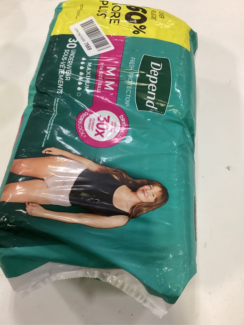Condition photo showing New/Like New for (Size:M)Depend Fresh Protection Adult Diapers, Incontinence & Postpartum Bladder Leak Underwear for Women, Disposable, Maximum, Medium, Blush, 30 Count, Packaging May Vary Medium 30