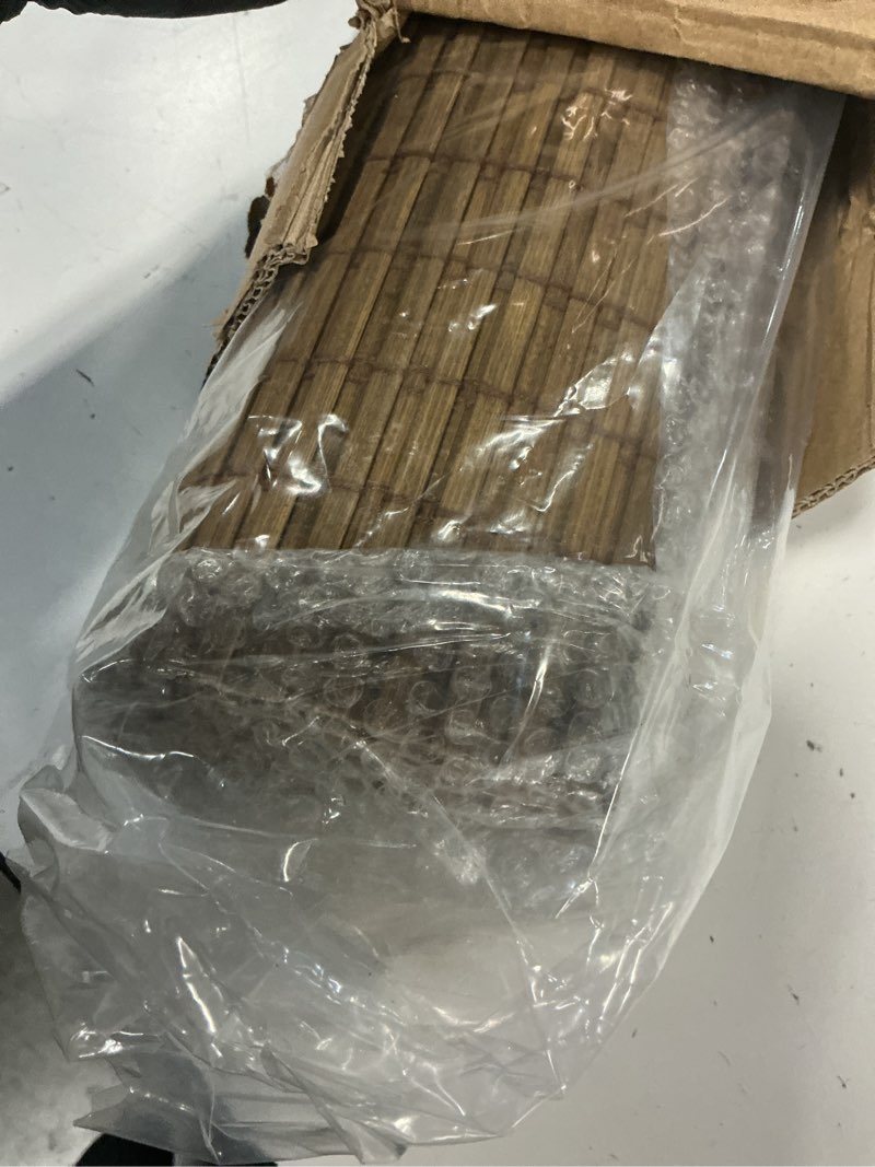 Condition photo showing Good Condition for lazblinds no tools no drill cordless bamboo roman shades, light filtering window treatment, roll up bamboo blinds for windows 30.5'' w x 48'' h, eastfield teak light filtering-eastfield teak 30.5" w x 48" h