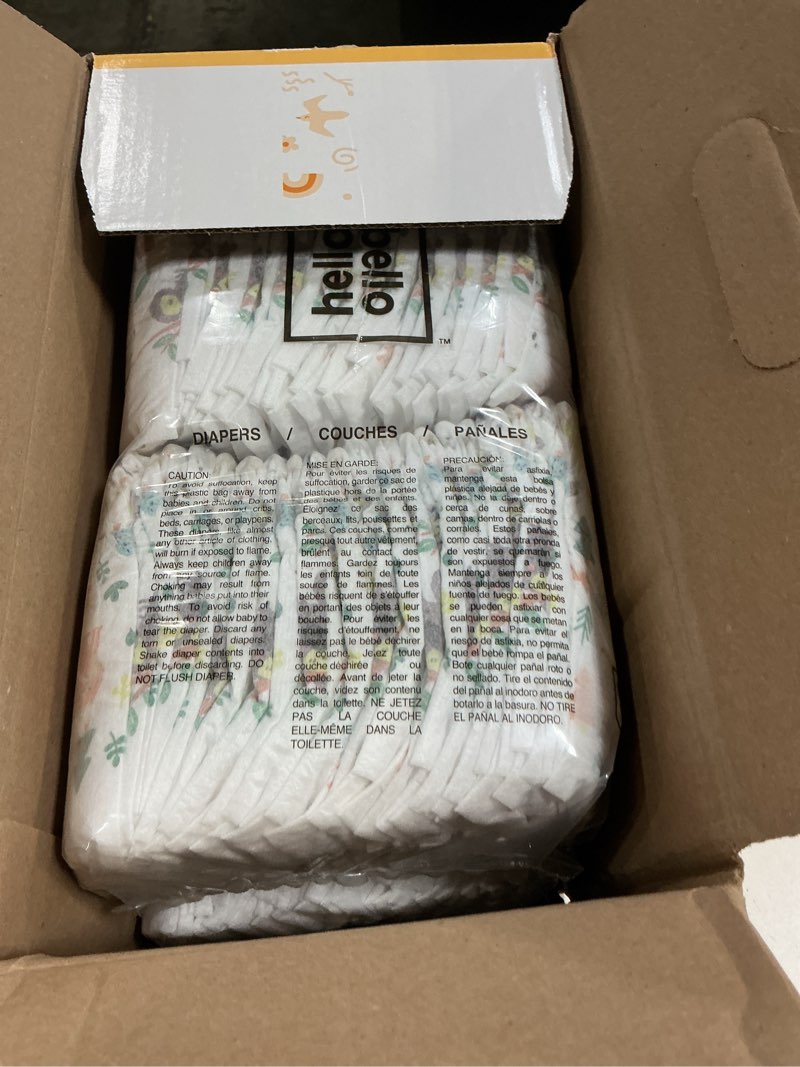 Condition photo showing New/Like New for hello bello diapers, size newborn (nb - up to 10 lbs) - 84 count of premium disposable baby diapers in woodland animals & koala kids designs - hypoallergenic with soft, cloth-like feel