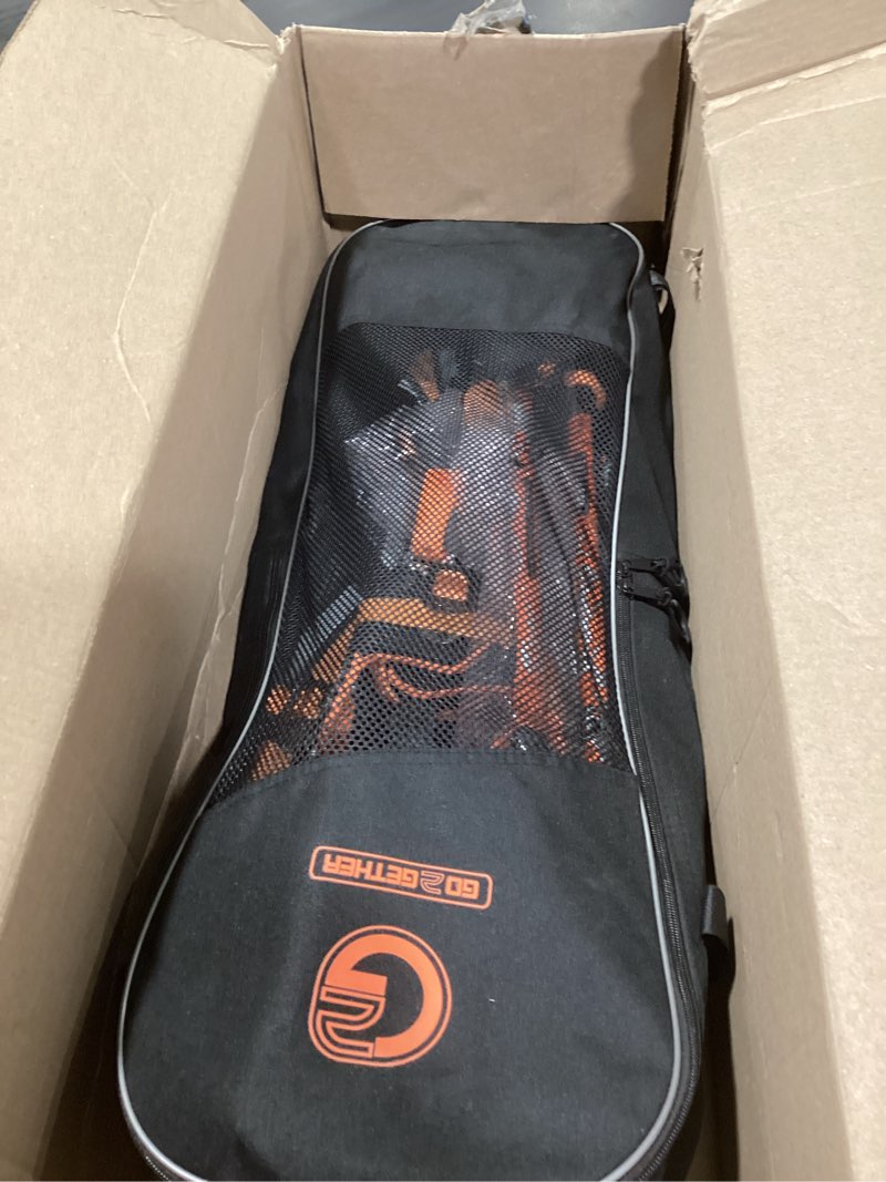 Condition photo showing As Is for G2 21/25/30/36 Inches Light Weight Snowshoes with Toe Box, EVA Padded Ratchet Binding, Heel Lift, Flexible Pivot Bar, Durable Back Strap, Trekking Poles, Carrying Bag, Snow Baskets(6 colors available) Orange 21"(Up to 150lbs)