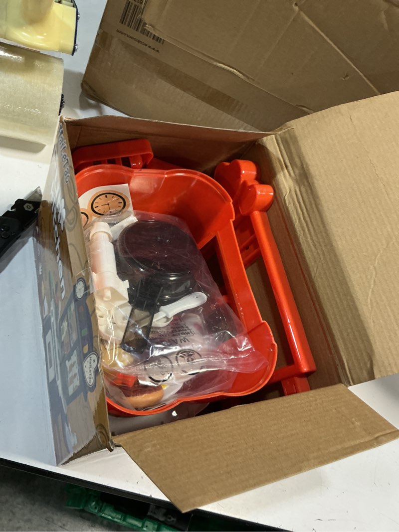 Condition photo showing New/Like New for kitchen set for toddler with sound and light?pretend cooking food set,kids kitchen playset?play sink with running water and electronic induction stove?kitchen accessories (red kitchen and more food)