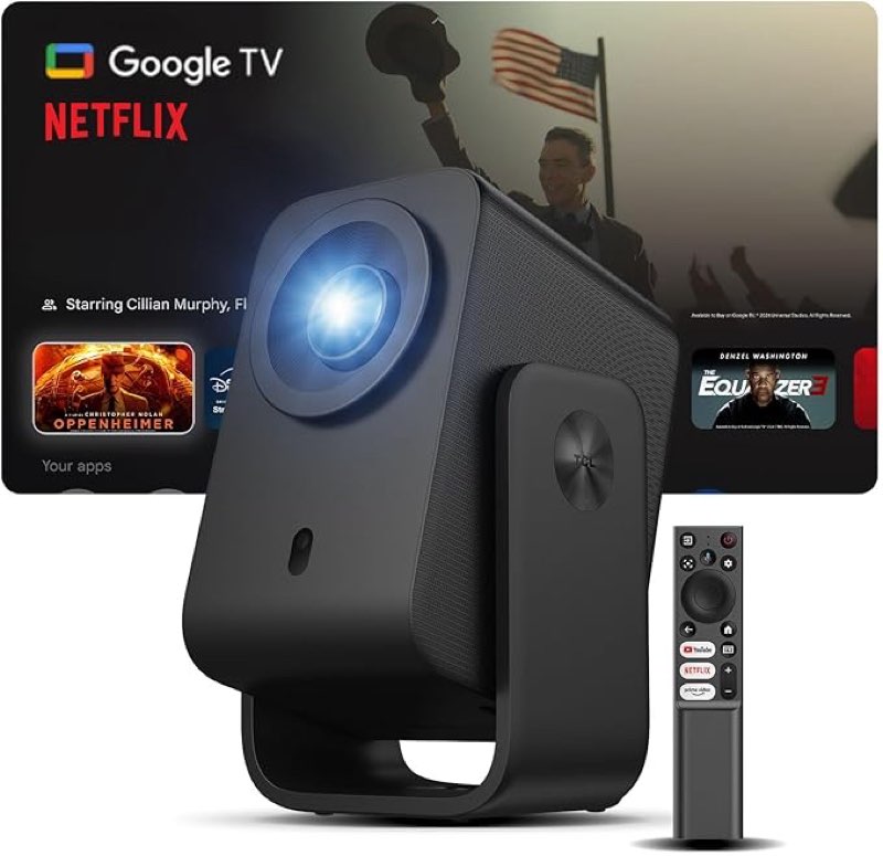 tcl c1 google tv portable outdoor projector, native 1080p, built-in netflix officially licensed, wif