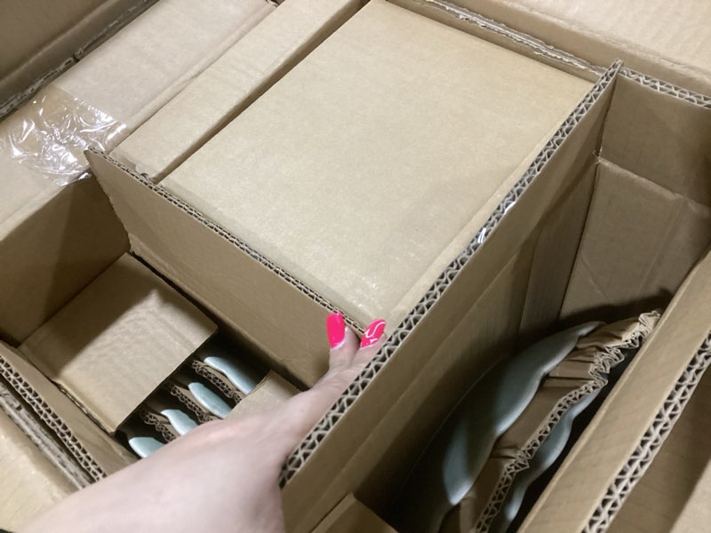 Condition photo showing Good Condition for Gibson Elite Malibu Shore 16 Piece Scallop Stoneware Reactive Glaze (Service for 4) Ceramic Plates and Bowls Dinnerware Set - Green Green (Malibu Shore) Service for 4 (16pcs)