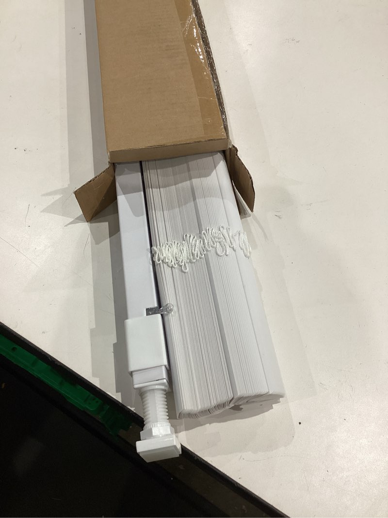 Condition photo showing Good Condition for no drill blinds for windows 1" vinyl l-shaped slats cordless mini blinds for home, for window size 31" w × 64" h white white 31" w × 64" h