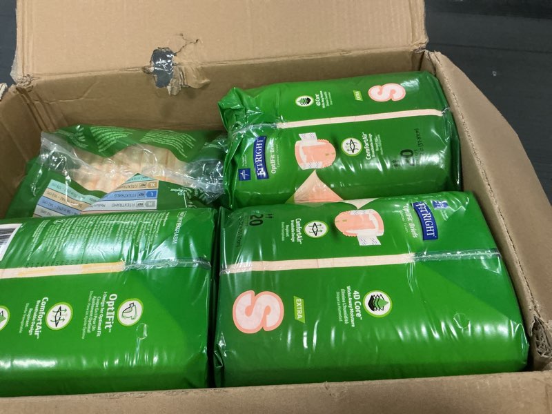 Condition photo showing Good Condition for FitRight OptiFit Extra Adult Briefs, Incontinence Diapers with Tabs, Moderate Absorbency, Small, 20 to 32\", 20 Count Small (pack of 4)