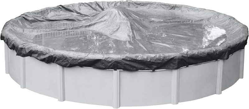Robelle 28 ft Professional Silver Winter Pool Cover for Above Ground Pools, 4 ft Overlap (32 ft Cover Size), Solid 12 x 12 Scrim, 3.7 oz/yd2, 15-Year Warranty, Style: 3328-4